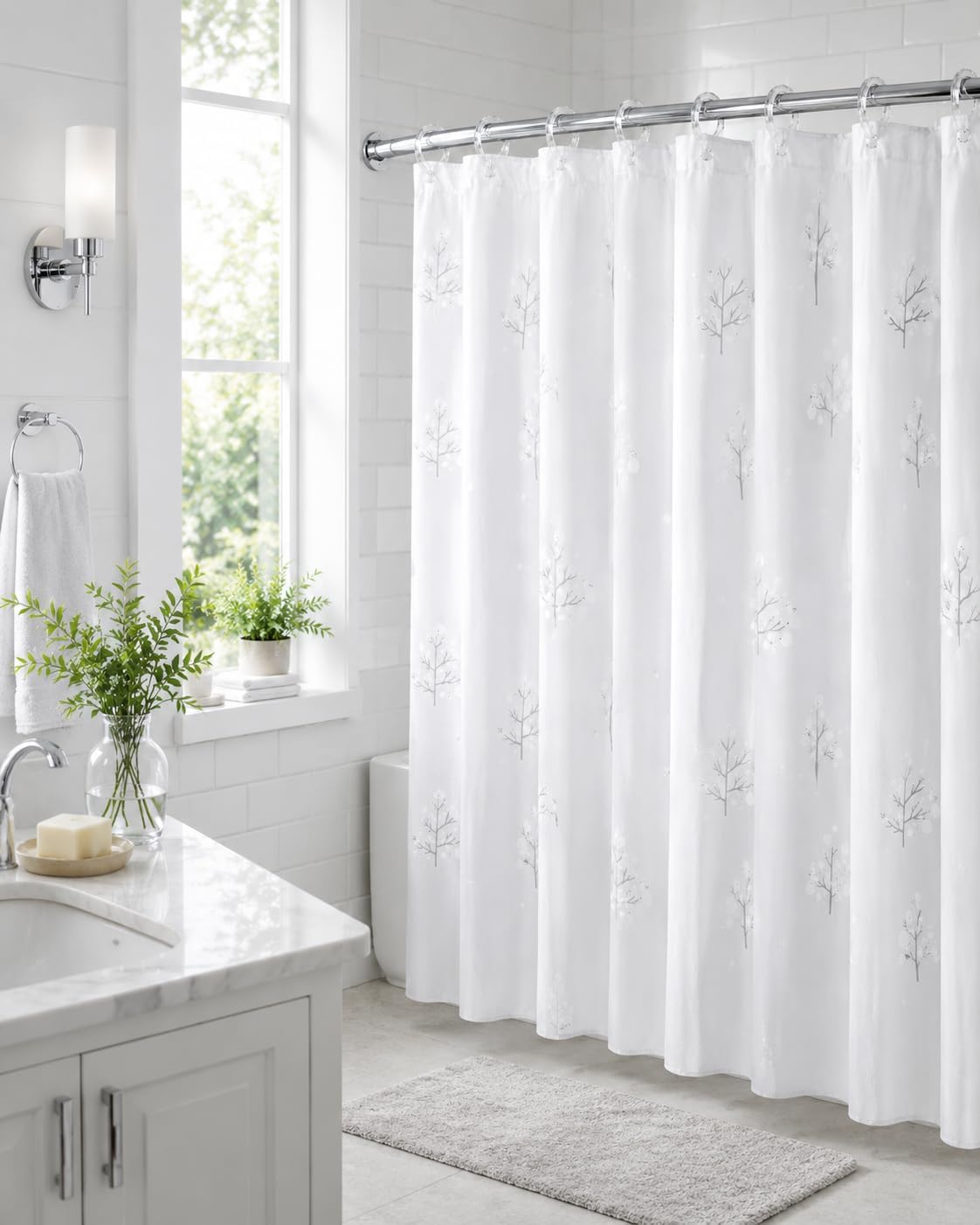 Easy Ring Plastic Shower Curtain Rings, 12 pcs, Transparent