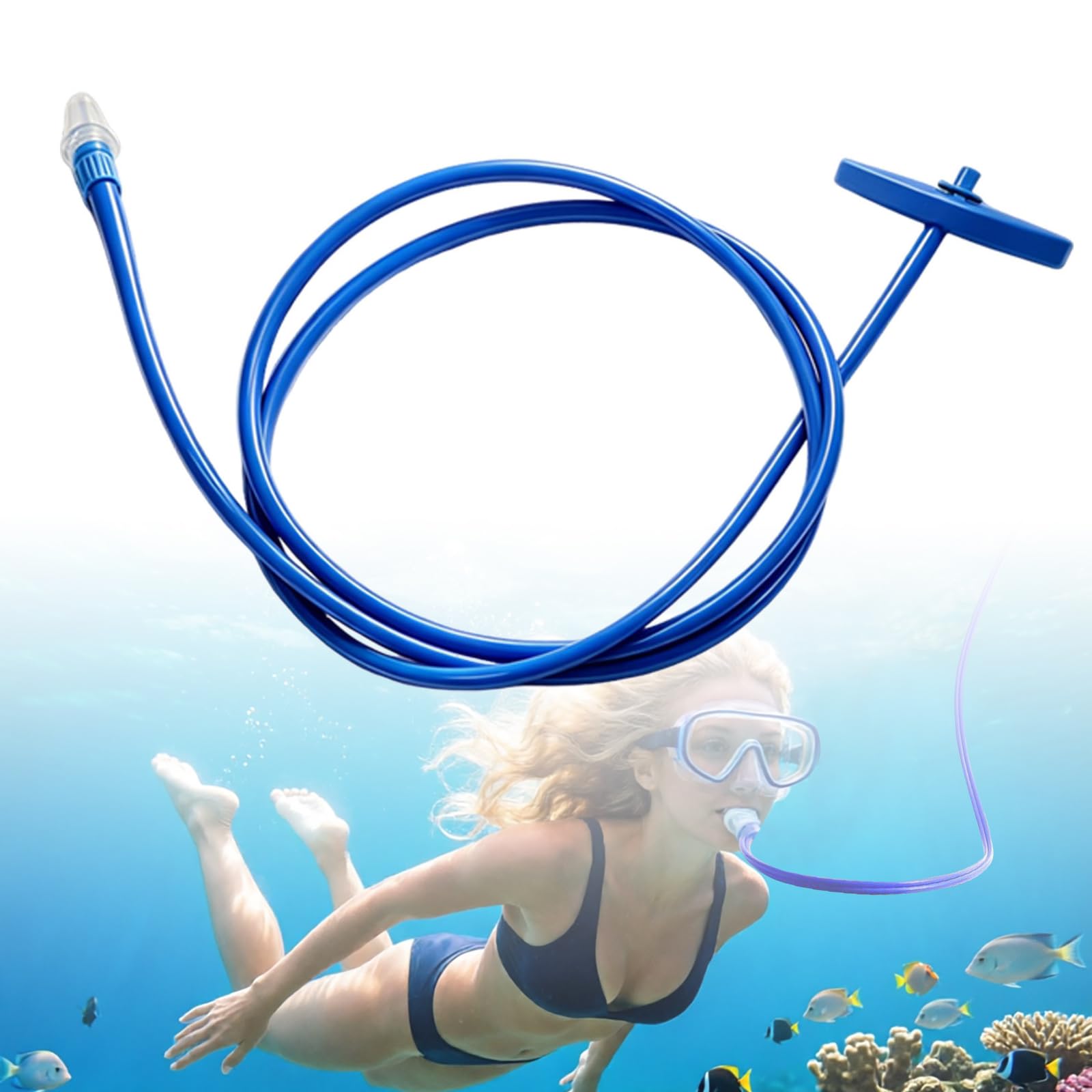 Full Dry Snorkel Breathing Tube for Adult Men Women, Diving Swimming Snorkel with Floating Valve and Silicone Mouthpiece, for Snorkeling Surface Diving Camping Stream Training (1m)