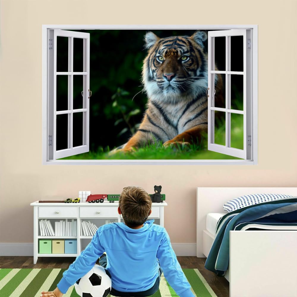 Calcomanía Rota 3D, Tigre Adhesivo Extraíble De Vinilo Para Despegar Y Pegar, Tatuaje De Pared Niñas Niños Dormitorio Guardería Habitación Decoración Para El Hogar 110x70cm