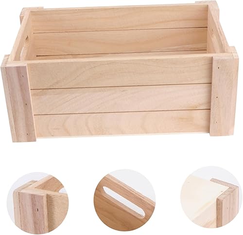 Miniatura 2 de Cesta de almacenamiento de escritorio de madera, armario de almacenamiento rústico, cajas de almacenamiento de madera, caja de almacenamiento de