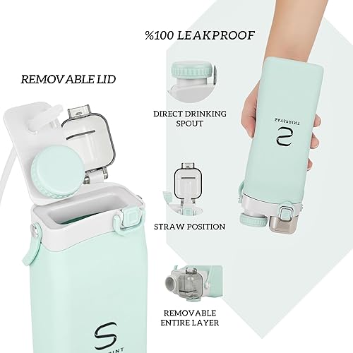 Miniatura 2 de SAYSPRINT Paquete de 2 botellas de agua plegables  Botella de agua plegable de silicona sin BPA, esenciales para crucero, botella de agua deportiva