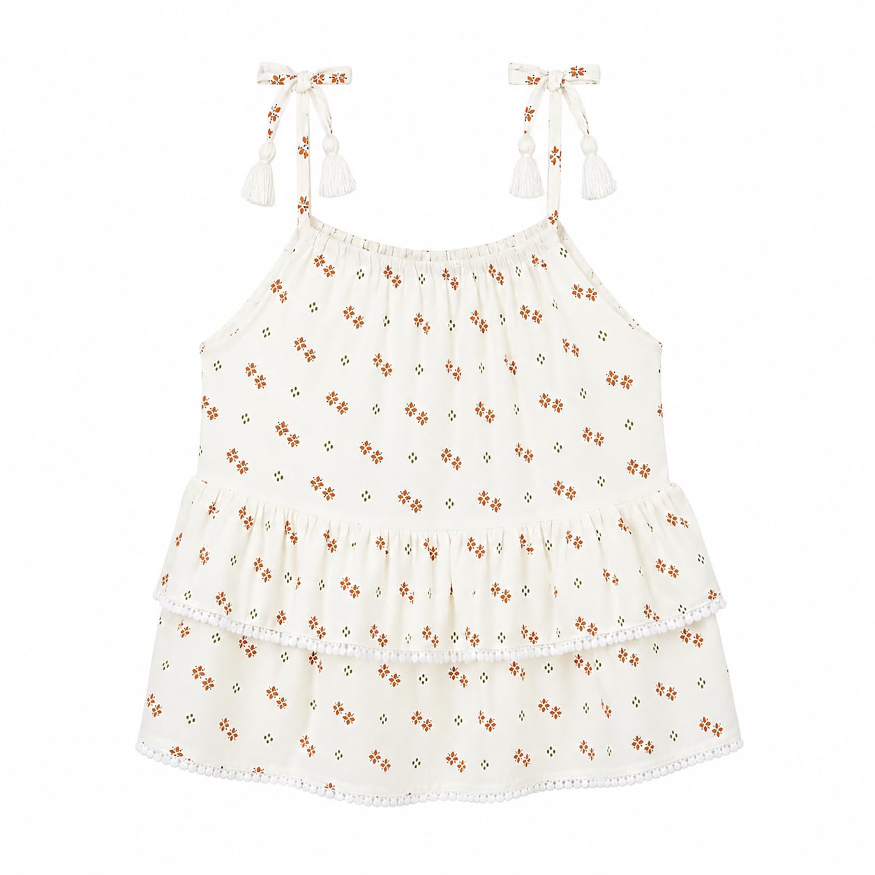 Generico Blusa para niña de 10 a 16 años – Top de verano con estampado floral, tirantes anudados y volantes, elegante e informal, 6188