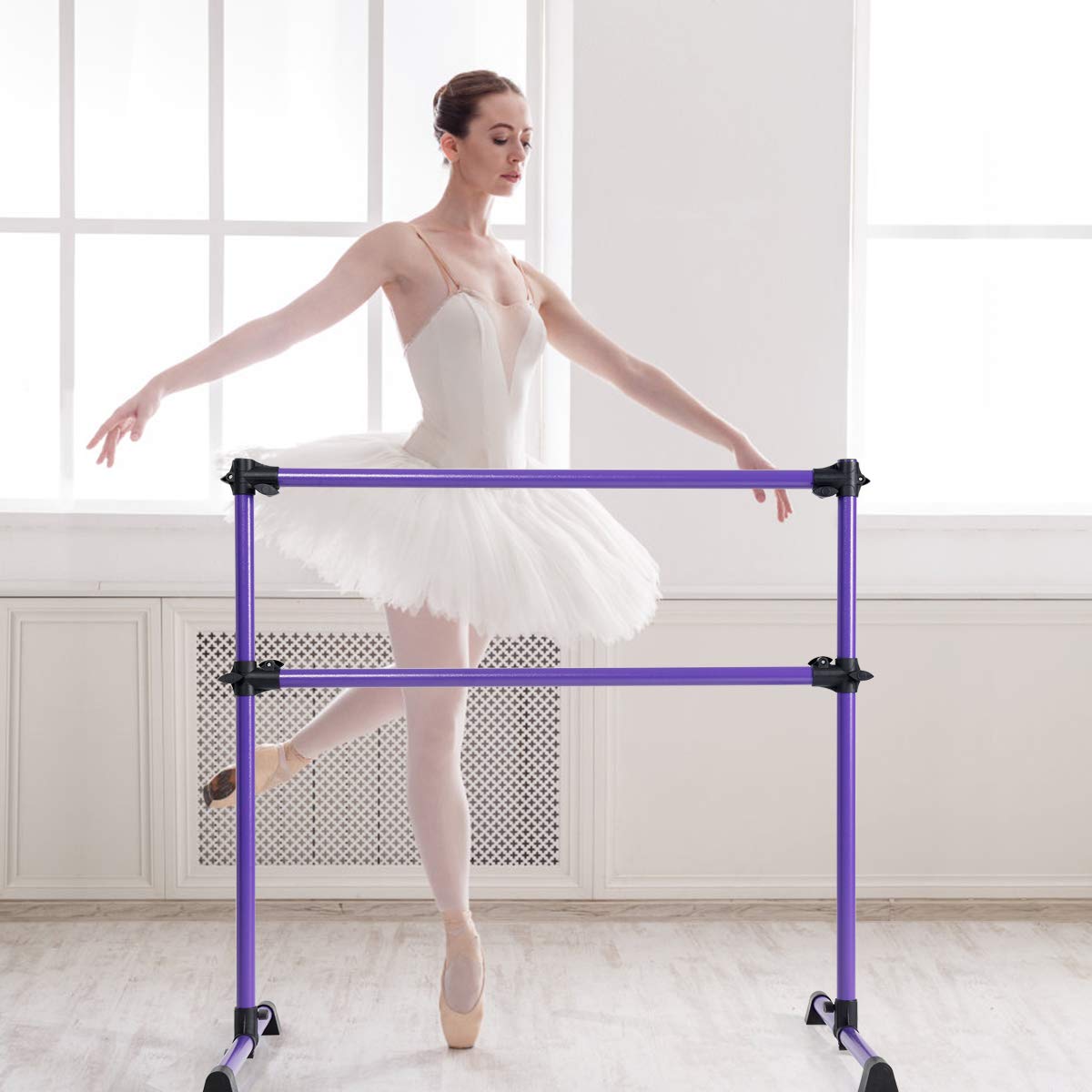 DREAMADE Ballettstange Höhenverstellbar, Ballet Bar aus Eisen, Stretchleiter Freistehend, Ballett Barre für Professionelle Tanz- und Bewegungstraining, für Kinder & Erwachsene
