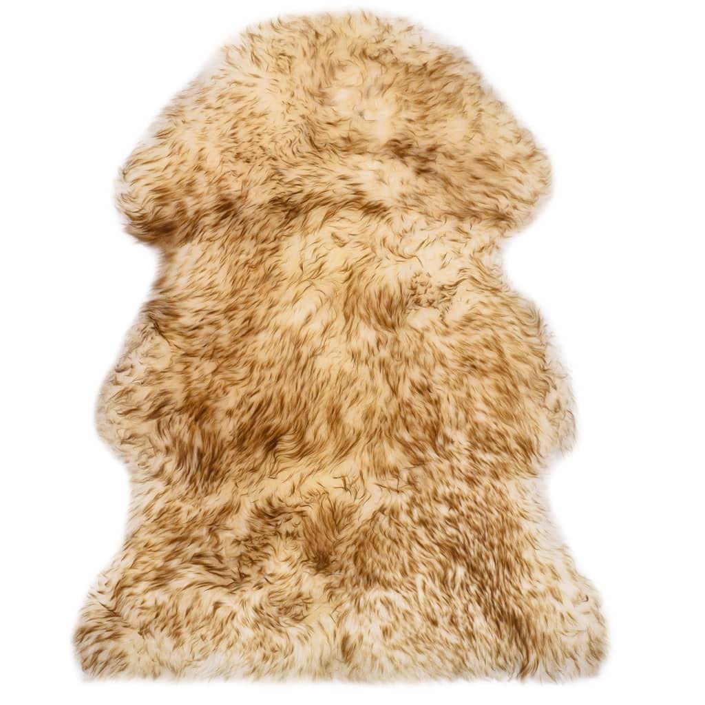 Tapis en peau de mouton marron mélangé - 60 x 90 cm - Moelleux - Antidérapant - Facile d'entretien - Pour salon, chambre à coucher, chambre d'enfant, couloir, cuisine, terrasse, extérieur