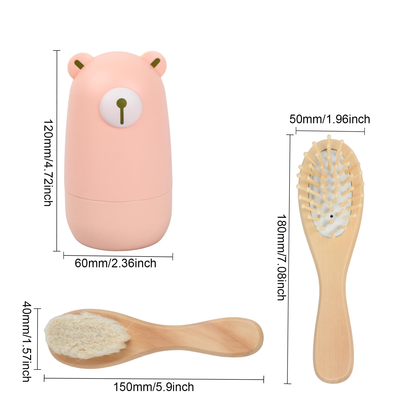 Set Manicure e Pedicure per Neonato, Kit Igiene e Cura Bambini 6 Pezzi, Cortaunghie con Spazzola e Pettine per Neo Genitori (Rosa)