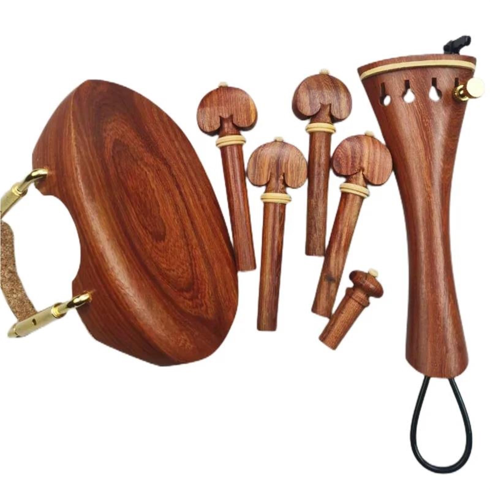 Akcesoria Do Skrzypiec Zestaw Akcesoriów Do Skrzypiec Pełnowymiarowych Z Palisandru 4/4 Kołki Trzpień Końcowy Strunnik Podbródek Złoty Zacisk(Violin parts 1)