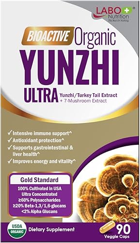 Miniatura 2 de LABO Nutrition Bioactive Organic Yunzhi/Turkey Tail Ultra - Suplemento de extracto de 7 hongos, cola de pavo Cordyceps Maitake Reishi Agaricus
