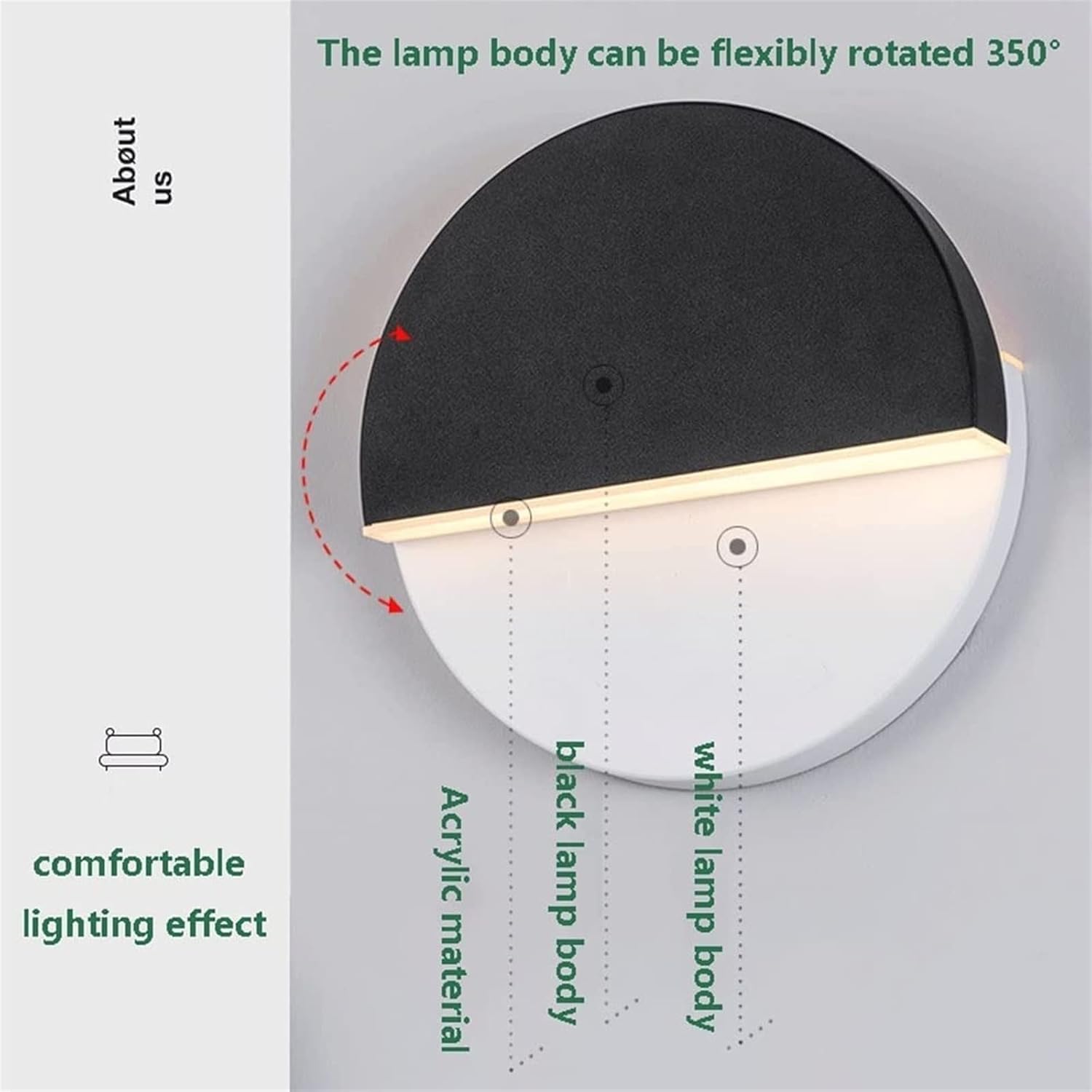 Kitchen Faucet Creative Rotatable Light, Round Mounted Lamp, LED Wall, Bedside Reading Spotlight, Indoor Lighting Fixture for Bedroom Living Room Hotel Hallway Cloakroom S