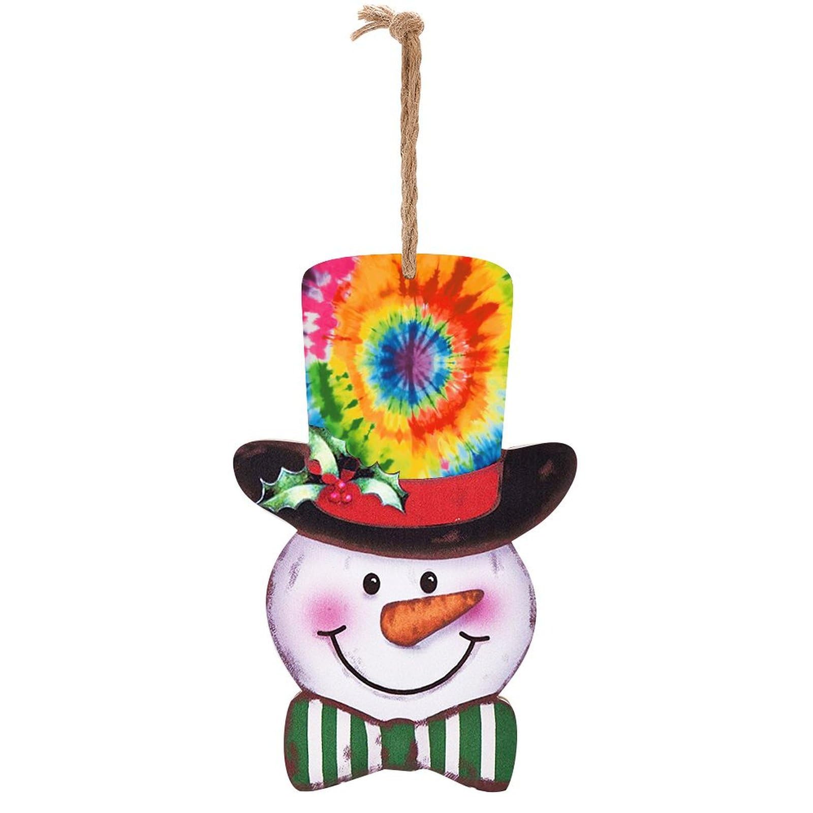 Panneau bois bonhomme de neige deco Noel suspendre sans effort