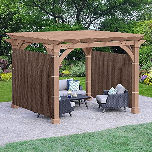 HOMA 5' x 7' Brown Sun Shade Panel Privacy Screen, 95% UV Blockage Awning Shelter Fabric Cloth Screen for Pergola, Gazebo, Window, Patio - Heavy Duty Commercial Grade (Custom Size - Made in USA)