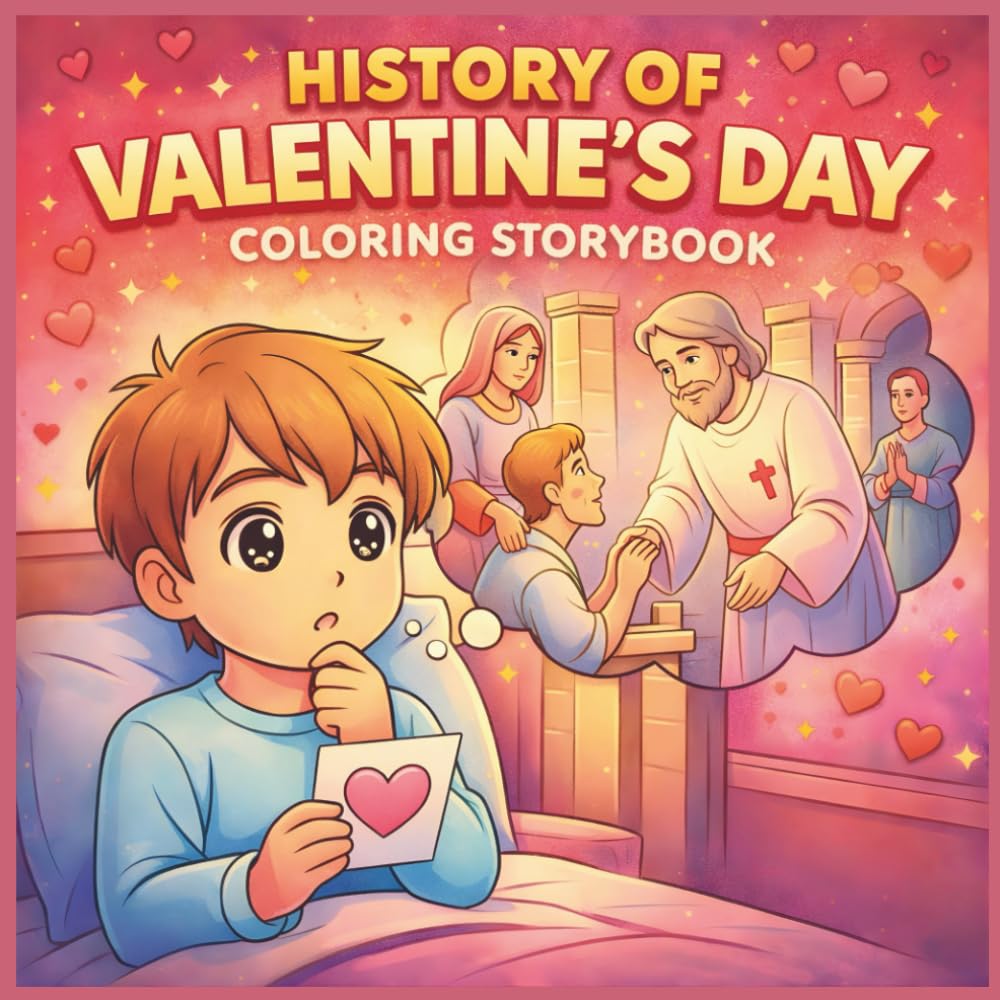 History of Valentine’s Day Coloring Storybook for Kids: Fun Valentine Storytelling About Love, Kindness & Friendship for Ages 3–8