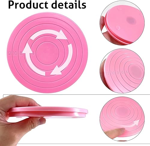 Miniatura 4 de Rovepic Paquete de 2 tocadiscos giratorios de silicona rosa de 5.5 pulgadas para decoración de galletas