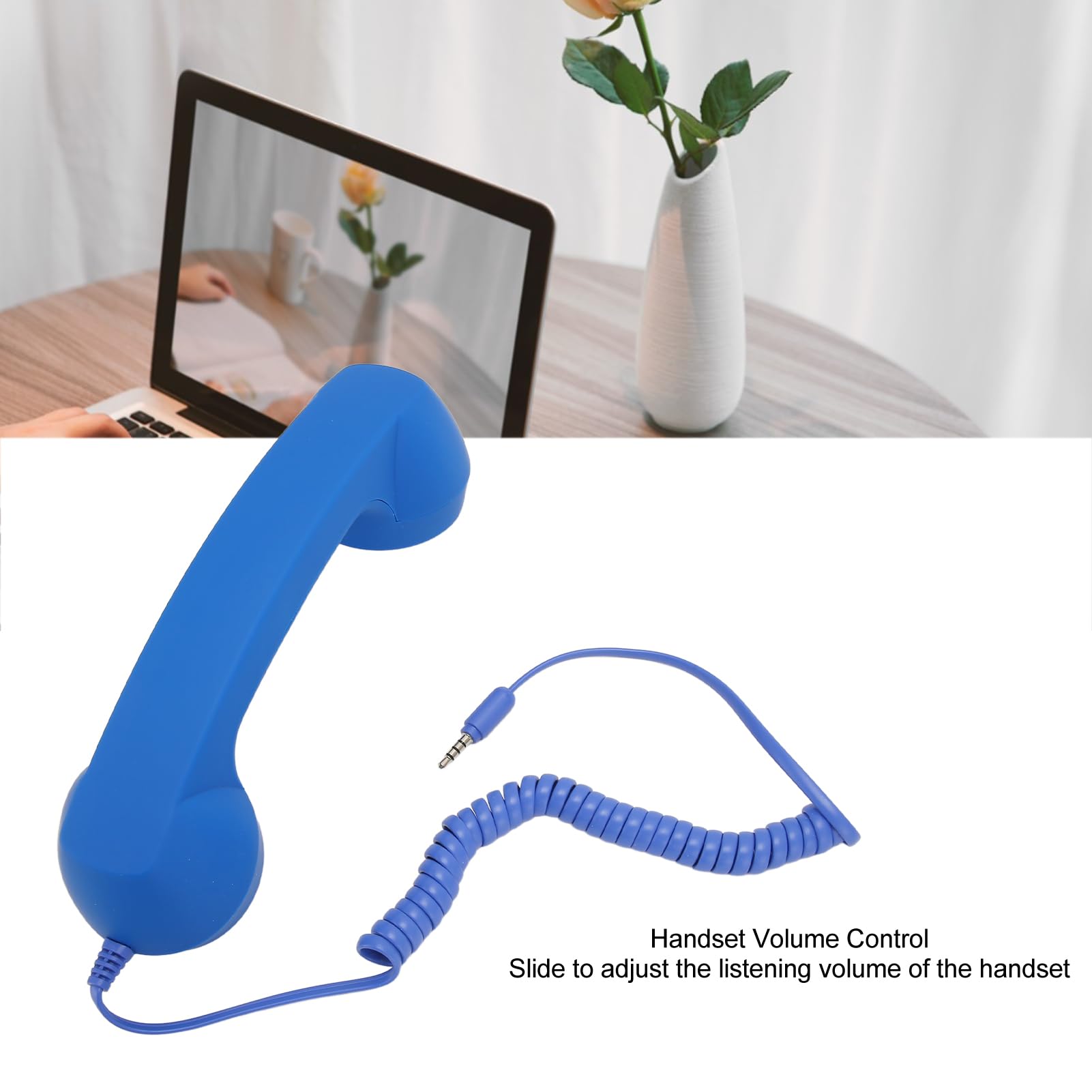Auricular de Teléfono Retro, Receptor de Teléfono Móvil con Cable a Prueba de Radiación Profesional de 3,5 Mm, Botón de Respuesta de un Toque, para Computadoras con Teléfonos
