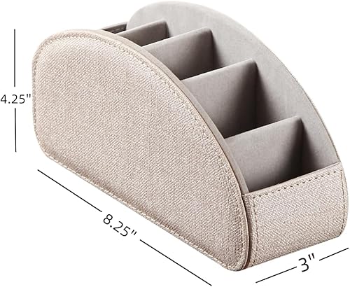 Miniatura 2 de Soporte de cuero para control remoto de TV con 5 compartimentos, organizador de escritorio para almacenamiento de TV, DVD, Blu-Ray, reproductor