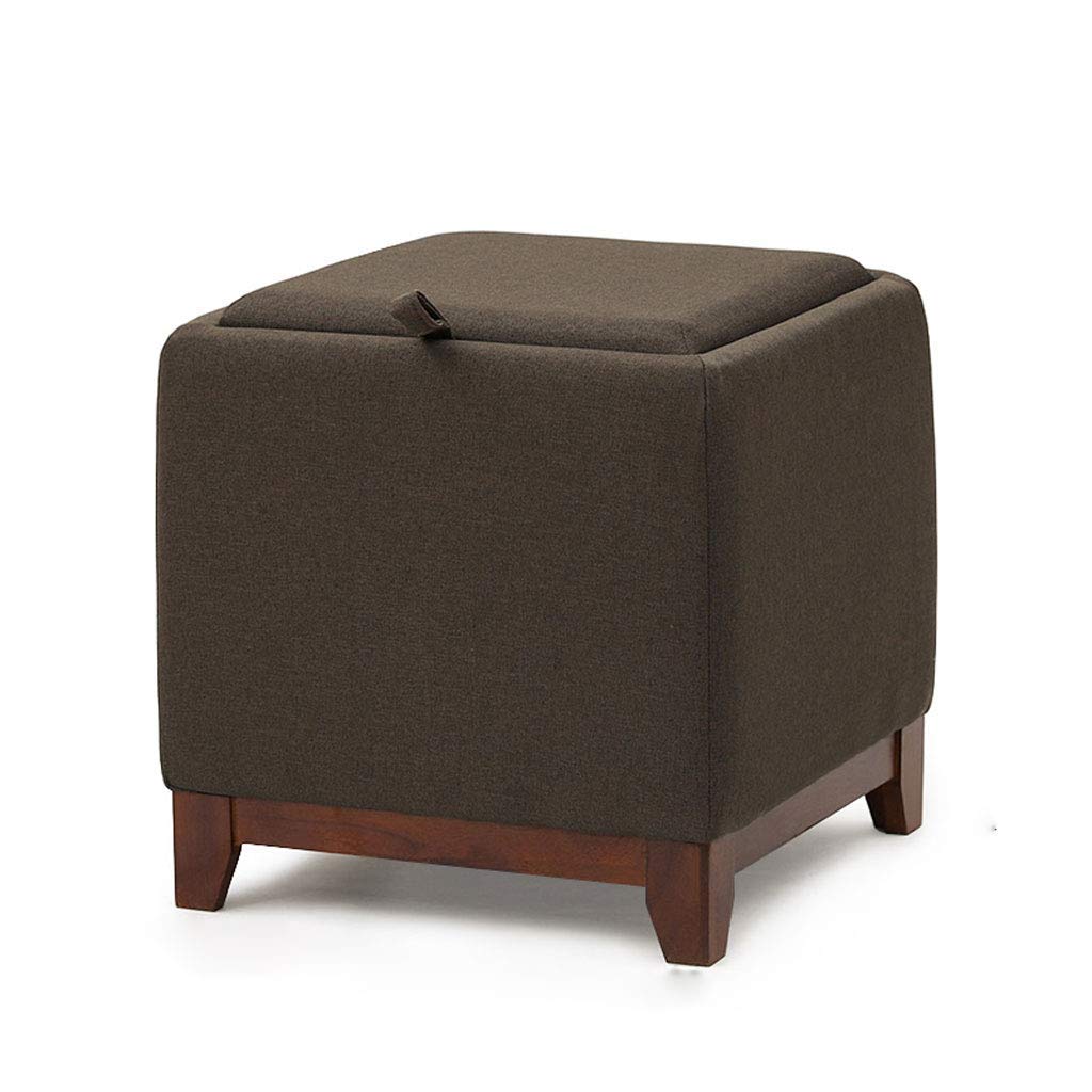 Pouf de rangement marron 38x38x40cm avec assise rembourrée pour le salon