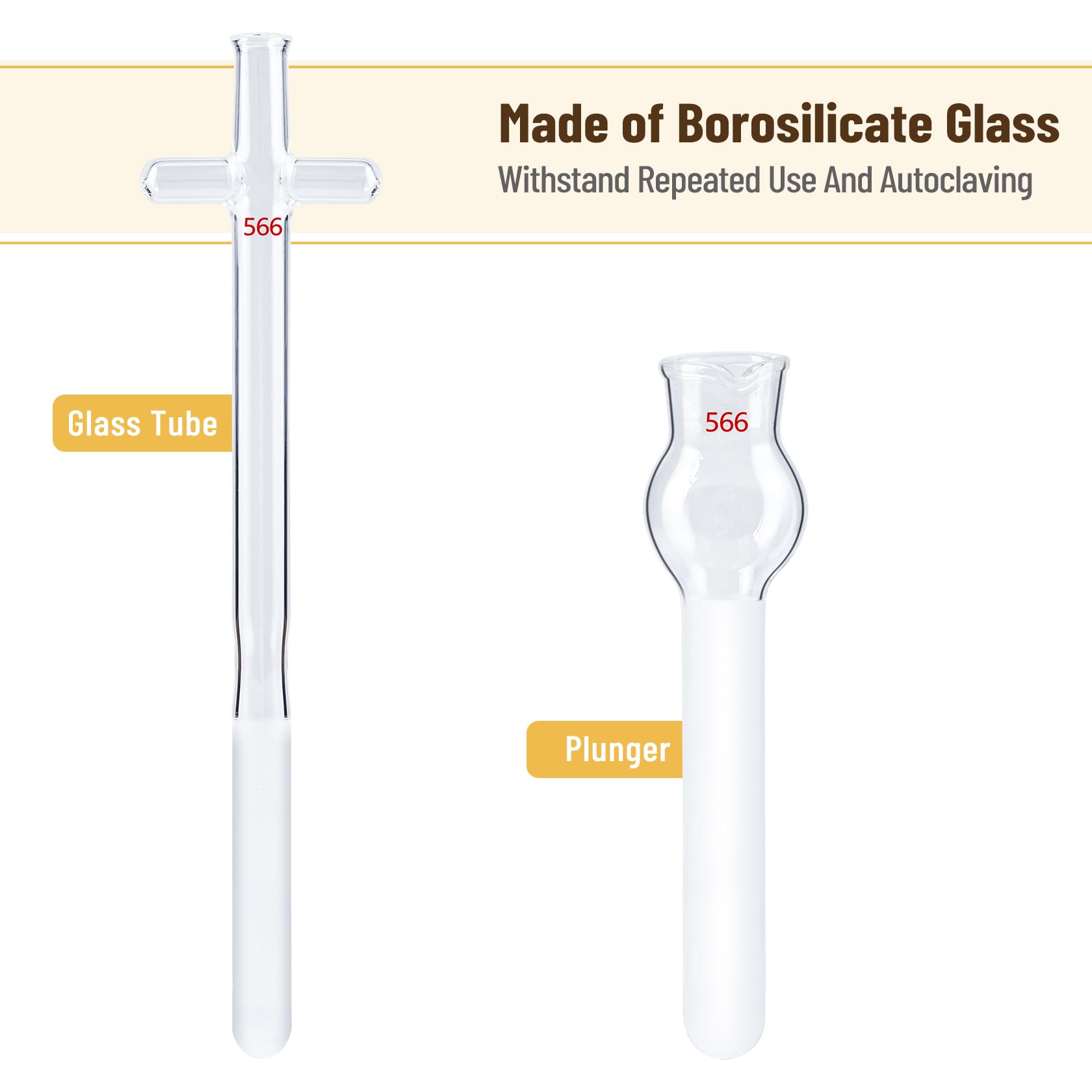 4E's USA Tissue Grinder 4 Sets – 15 ml Glas Dounce Homogenisator Tissue Grinder Tube mit Stößel, aus Borosilikatglas mit Kreuzgriff