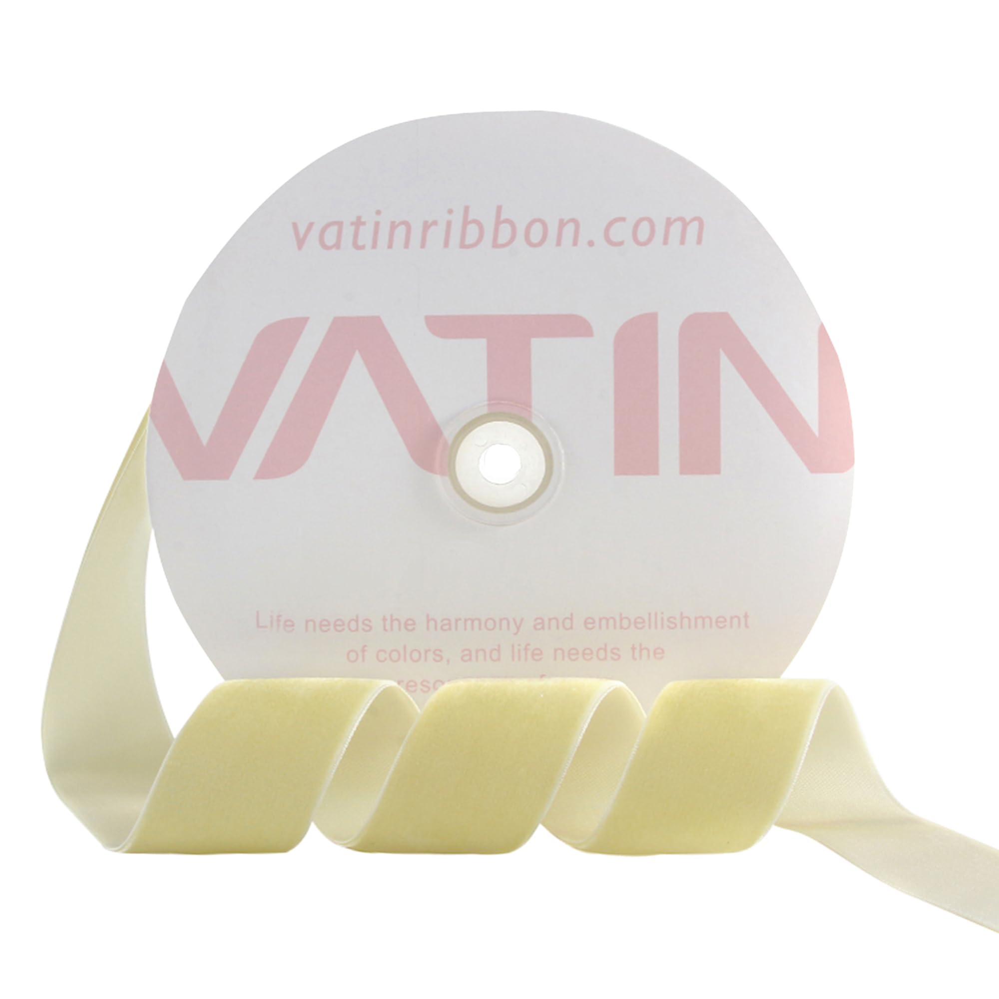 VATIN 38mm Wide Nylon Woven Vintage Light Yellow Velvet Ribbons by 9 Metres Spool, Black