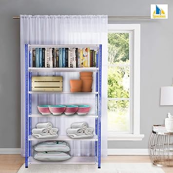 Spacious Slotted Angle Rack CRC Sheet 6 Shelves Multipurpose Powder Coating Storage Rack Dimension 18