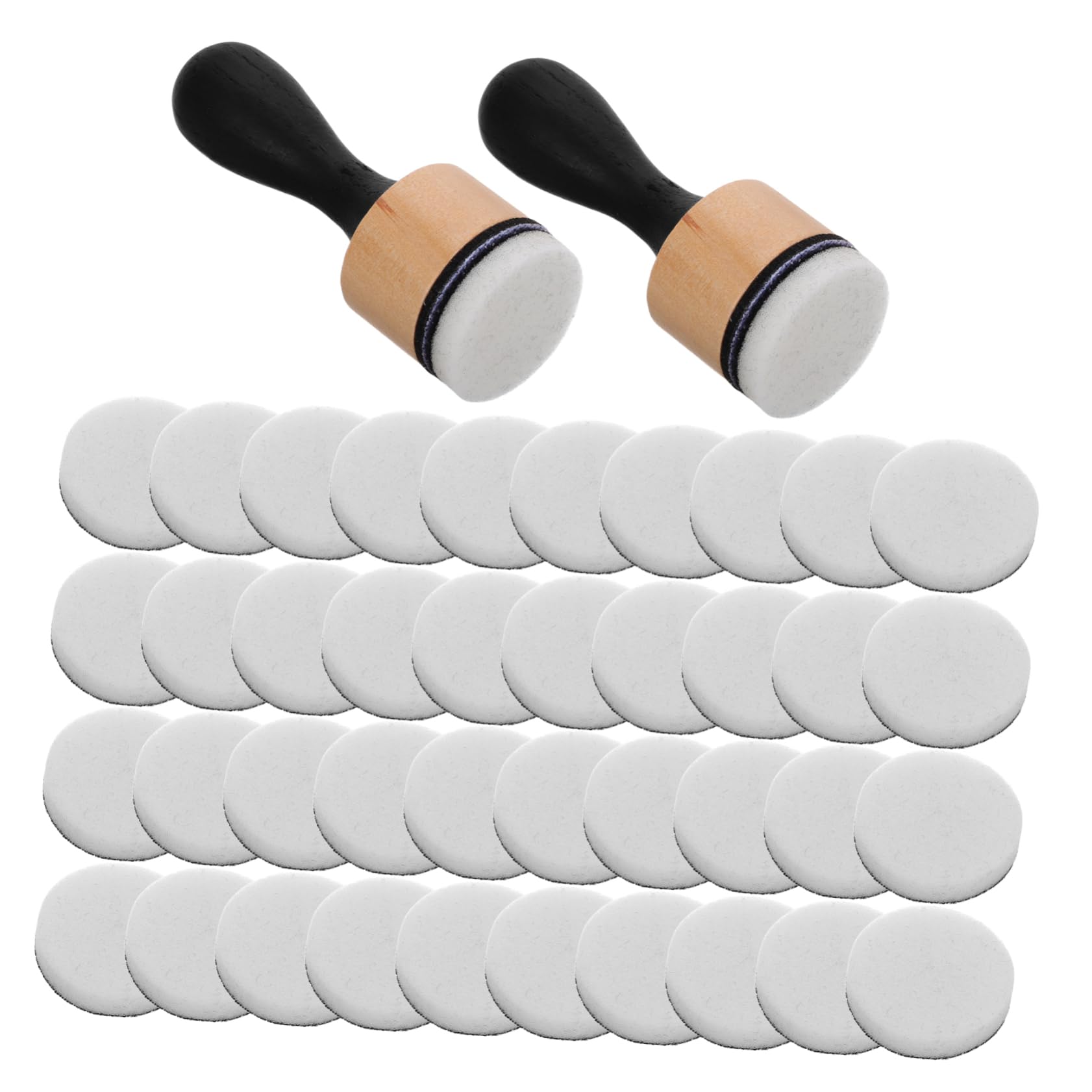 LALAFINA 2pcs Ink Blending Brushes Mini Applicator Tools for Crafting Round Sponges for Scrapbooking DIY Ink Blending Tool with Wood Handle and Sponge Brush