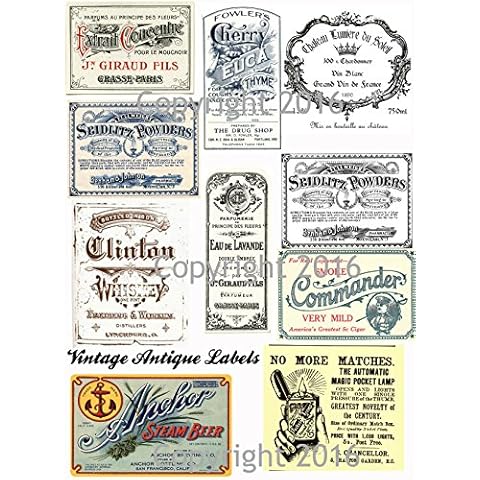 Assorted Vintage Ephemera #102 Vintage Label Images on Collage Sheet for Photo Art, Scrapbooking, Collage, Decoupage Cover