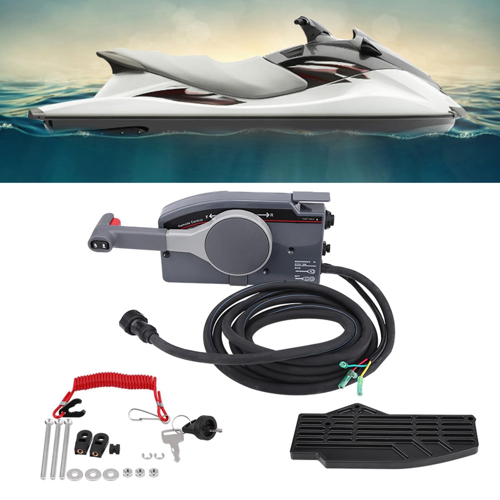 Caja de Control Remoto para Montaje de Motor Fueraborda de Barco con 10 Pines para Parada de Emergencia 703‑48205‑16 Caja de Control Remoto de de Montaje LateralCaja de de Fueraborda Lateral