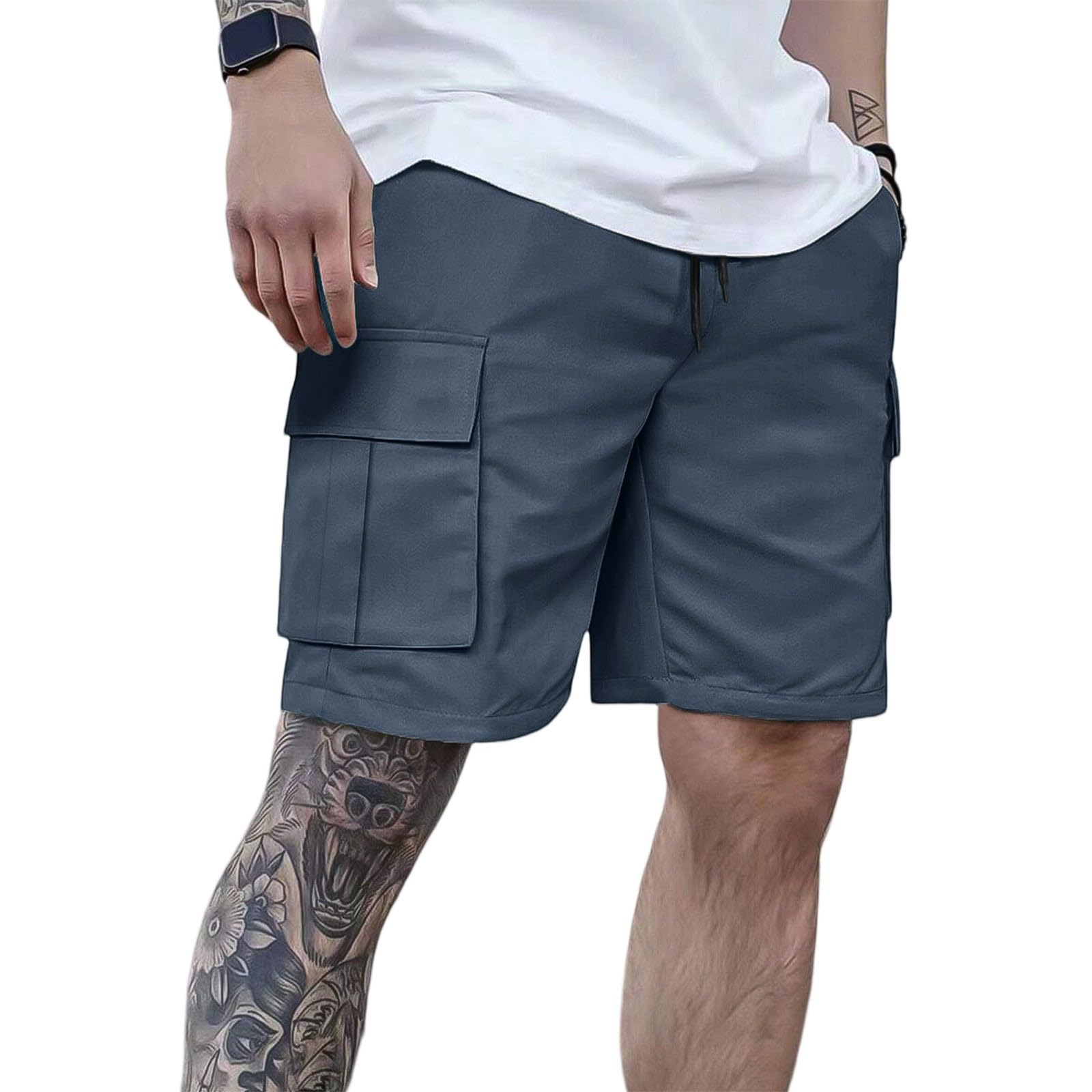Générique Short Homme Cargo Leger Été Ete Travail Bermuda Cargo Homme Militaire Randonnée Tactique Baggy avec Poche