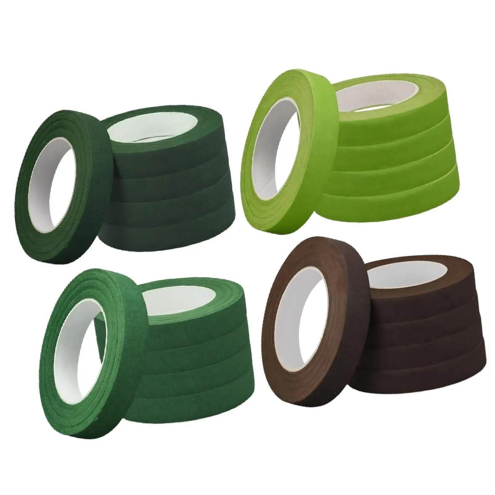 Juego De 5 Rollos Cinta Floral, Material Tela, Suministros for Envolver Arreglos DIY for Manualidades Ramo Boda Para Envolver Tallos de Ramo(Dark Green)