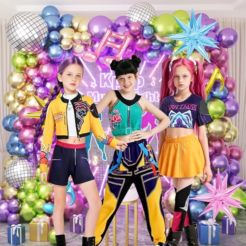 Image of JOGAMS 180Pcs Metallic K-Pop Music Balloon Arch Kit, Full Chrome Balloon Garland with Music Note Exploding Star Disco Foils Balloons for Kpop Music Fan Birthday Concert-Style Stage Prom Party Decor