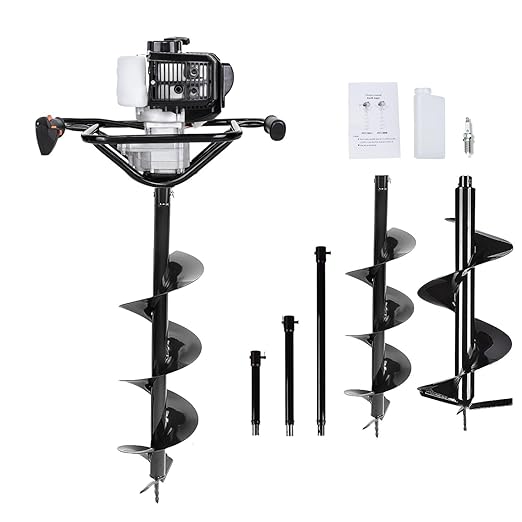 DC HOUSE 52CC 1800W Gas Powered Earth Auger Post Hole Digger, with 2 Drill Bits 6" 10" and 3 Extension Rods 8" 12" 20", Mixing Ratio 30:1, for Farmland Garden and Planting, EPA Certified