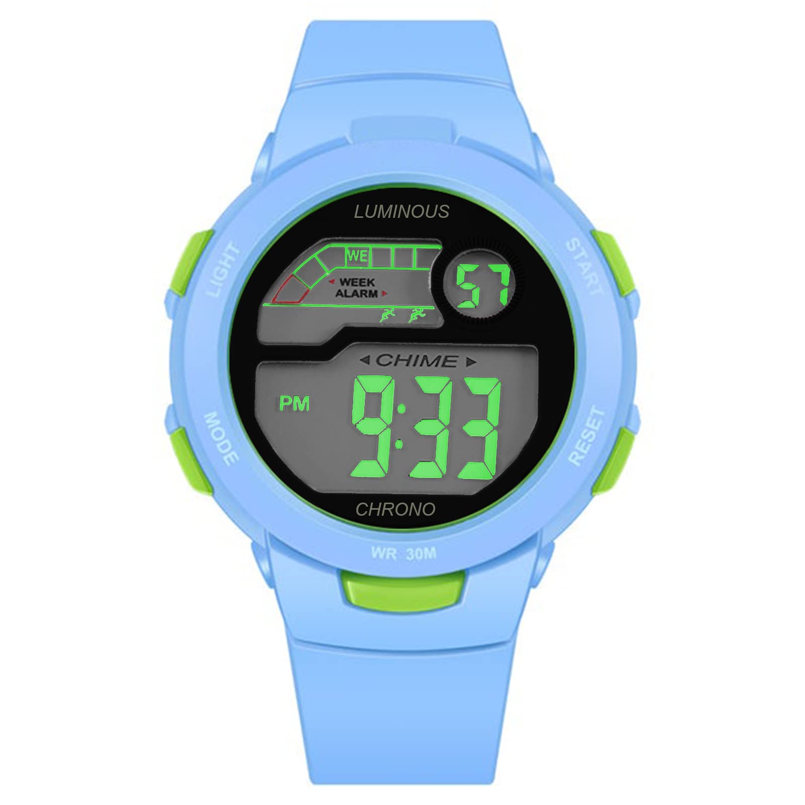 Time UpAlarm Waterproof Digital Unisex Child Watch (Multicolor Dial Colored Strap)