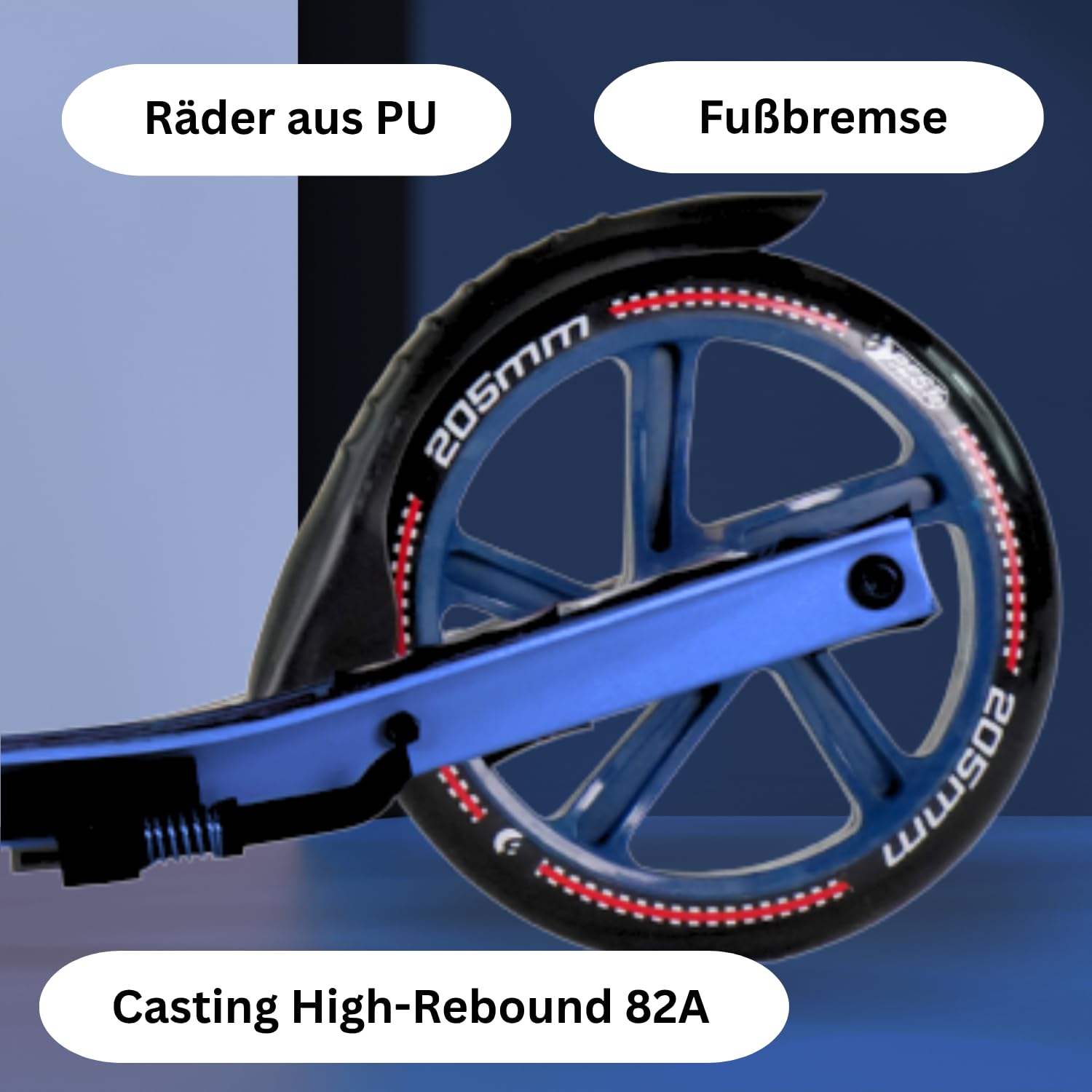 B Best Sporting Best Sporting 205 Ruedas de Aluminio con Asas ergonómicas y Manillar Curvado, Patinete en Azul/Verde, Juventud Unisex