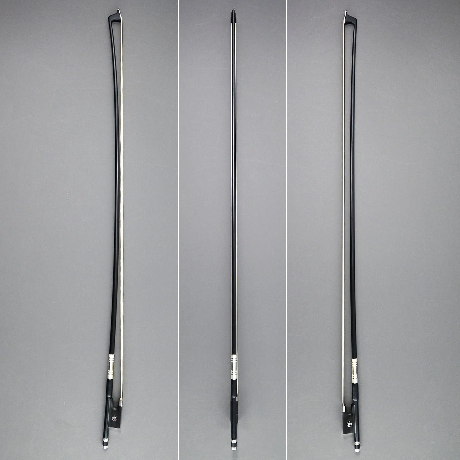 Arco de violín de fibra de carbono de tamaño completo 3/4 Nivel avanzado 69 cm Ojos parisinos Rana de ébano Tornillo liso Fuerte y duradero Pelo de caballo mongol sin blanquear Sonido dulce y cálido