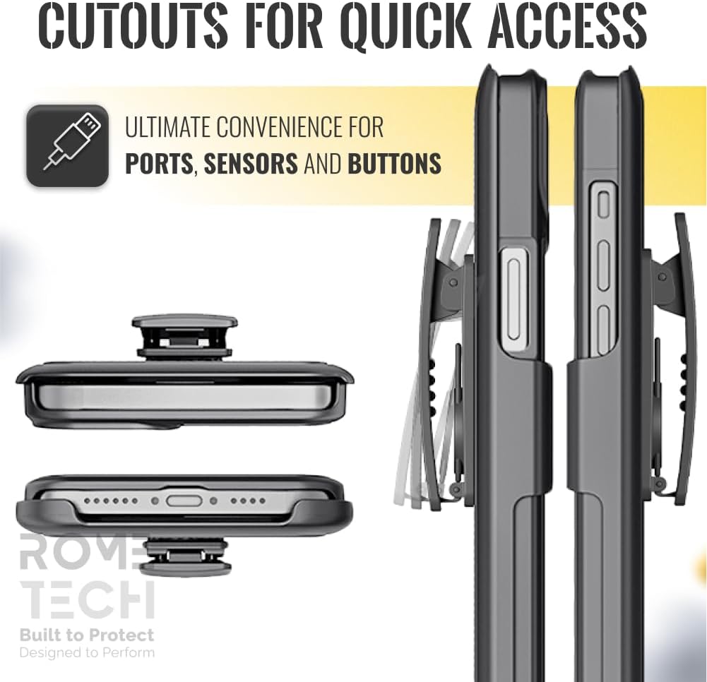 Designed for iPhone 14 Plus Case with Belt Clip Holster - Kickstand Cover Phone Case - Black (Dots) - Image 4