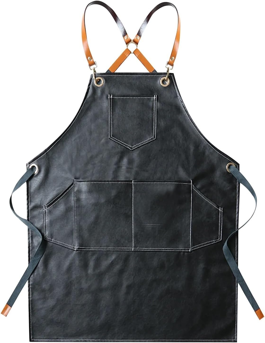 Thickened Working Apron Cross Back Adjustable Chef Apron Waterproof Multi-Pocket Sleeveless Adjustable Strap Clothes