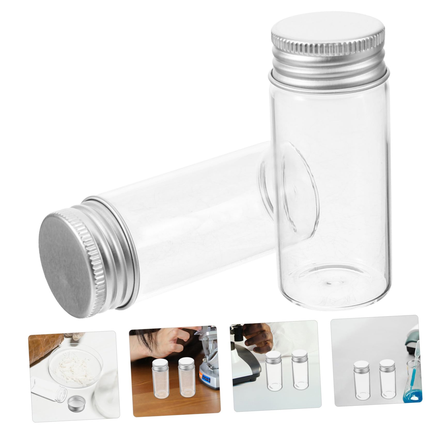 30 Pezzi Mini Provette Vetro Trasparente con Tappo Ermetico Contenitori Sigillati per Polveri e Capsule Barattoli Piccoli per Bomboniere e Laboratorio