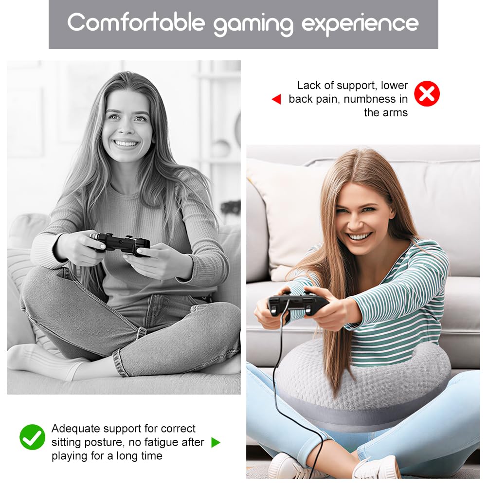 Ergonomisches Crealis-Kissen, Häkelkissen Stützkissen, Häkelkissen Stützkissen, Gaming Kissen, Ergonomisches Gaming Armkissen, Leicht, Tragbar, Lindert Verspannungen (Silbergrau)