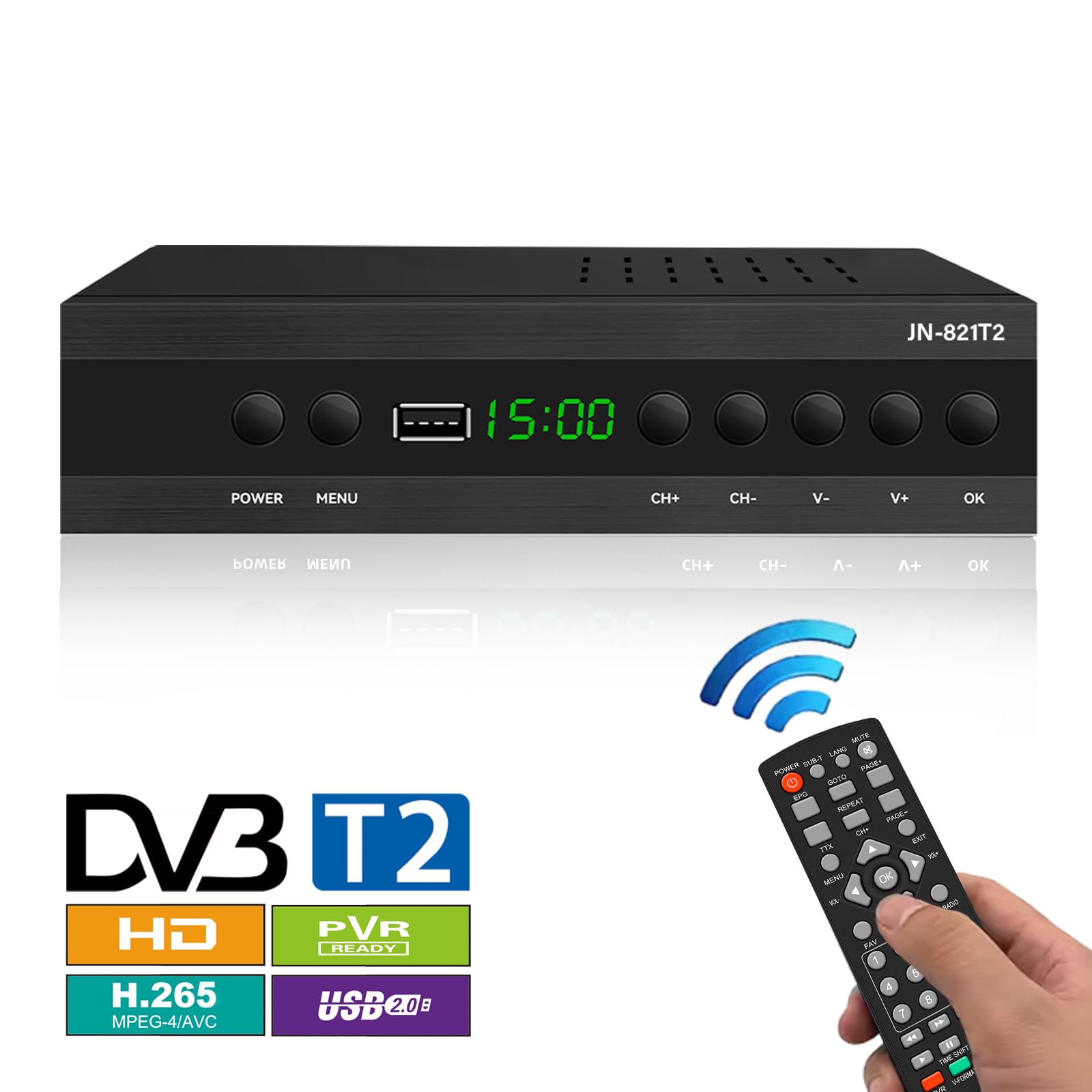 DVB-T2 H265 HEVC FTA, PVR, USB, HDMI, decoder digitale SCART TV, adattatore per guardare canali HD