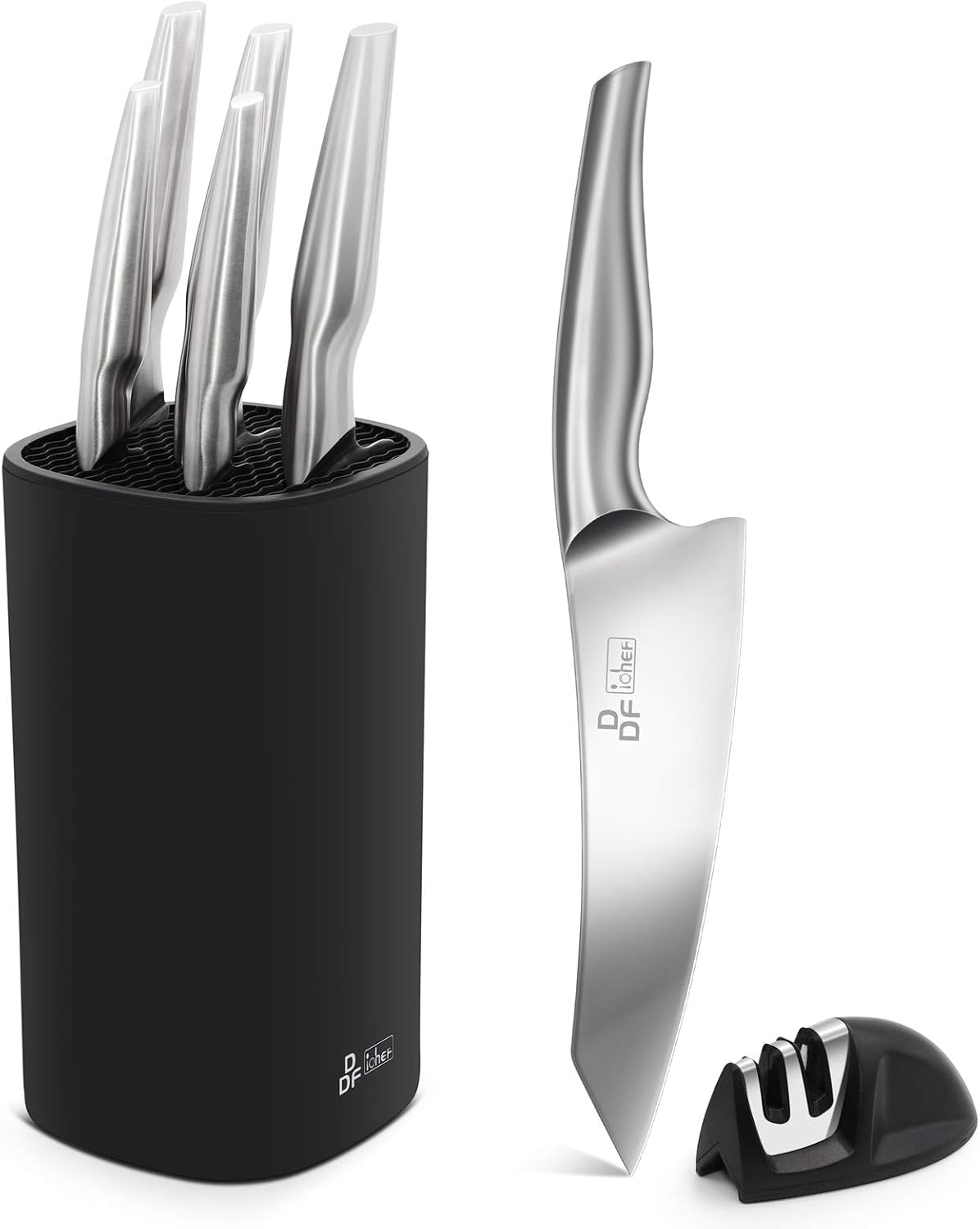 DDF iohEF Kitchen Knife Set with Block, 7 Piece Premium