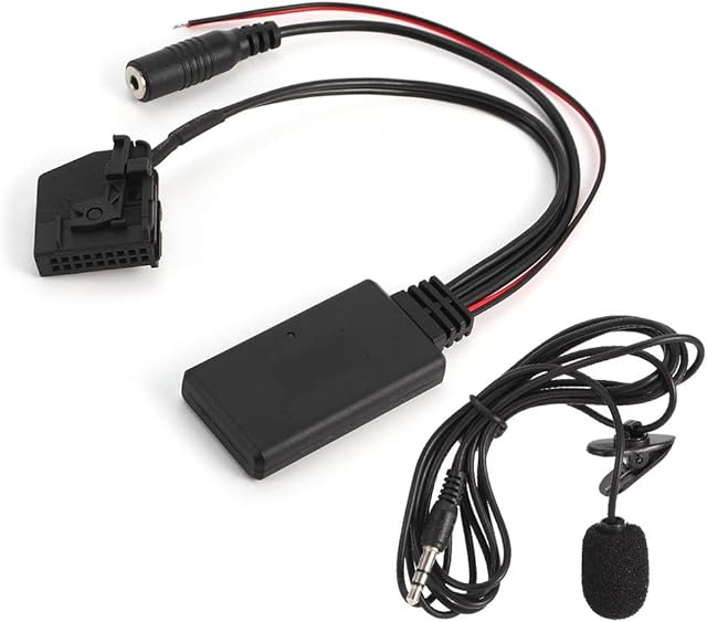 KIMISS Bluetooth Music Adapter Wireless Audio Receiver With Microphone , Duokon 18Pin Bluetooth AUX Cable Adapter Car Microphone Fit for Benz Comand 2.0 W211 W208 W168 W203