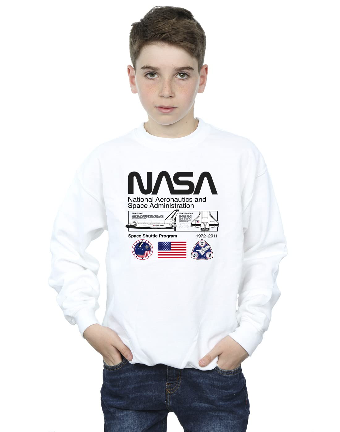 Absolute Cult Boys White Nasa Space Admin Sweatshirt 9-11 Years