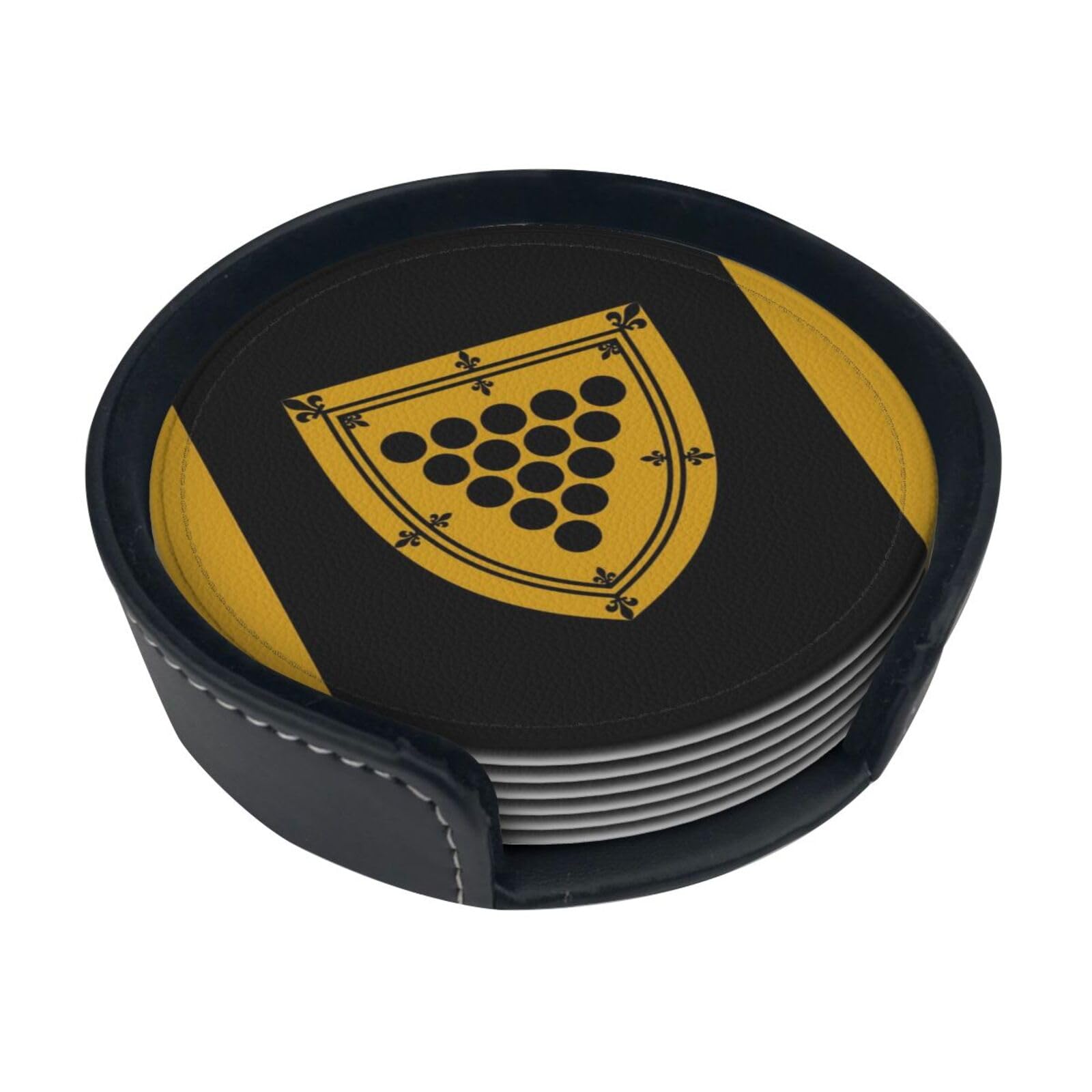 Flag of Cornwall Leather Coasters-Set of 6 with Storage Holder