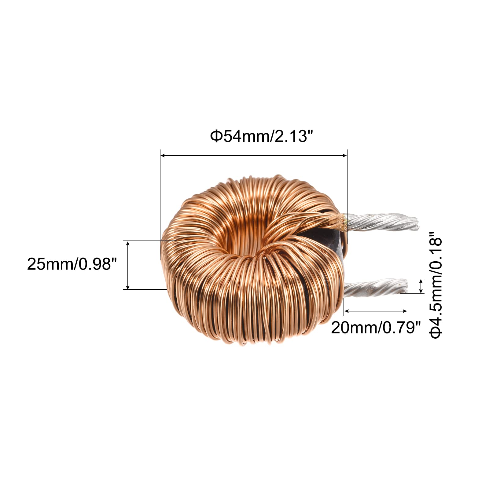 sourcing map 1 Stück Toroid Induktanz Kupferspulen Magnetinduktivität 47uH 100A für DIY Leiterplatte