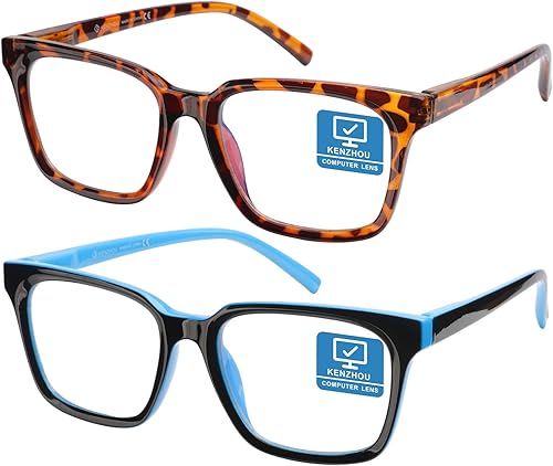 K KENZHOU Blue Light Blocking Computer Glasses Decrease Eye Eyestrain Unisex(WomenMen) Glasses Reading Gaming Glasses