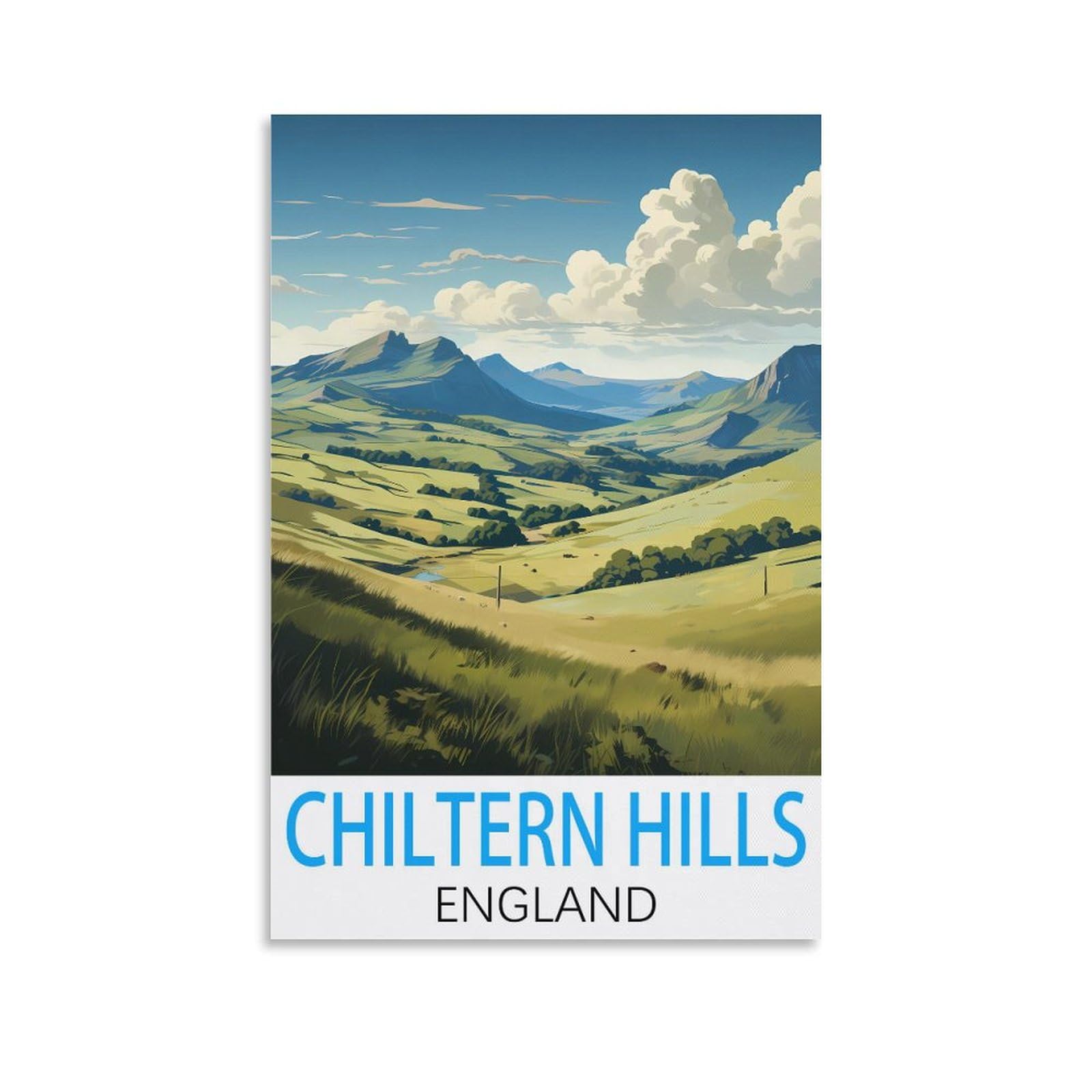 HSAYYIII Chiltern Hills England Vintage Travel Posters 08x12inch(20x30cm) Canvas Art Poster And Wall Art Picture Print Bedroom Decor