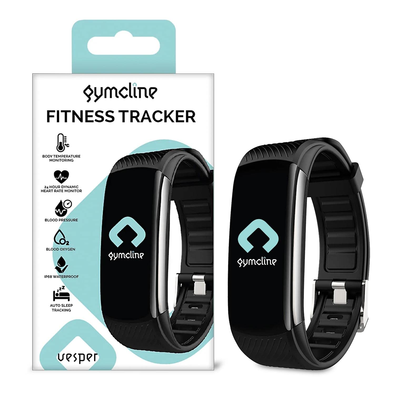 Gymcline Vesper Fitness Smart Watch, Black - Premium Daily Activity Tracker & Health Monitor for Everyday Wellness, Exercise & Sleep Tracking