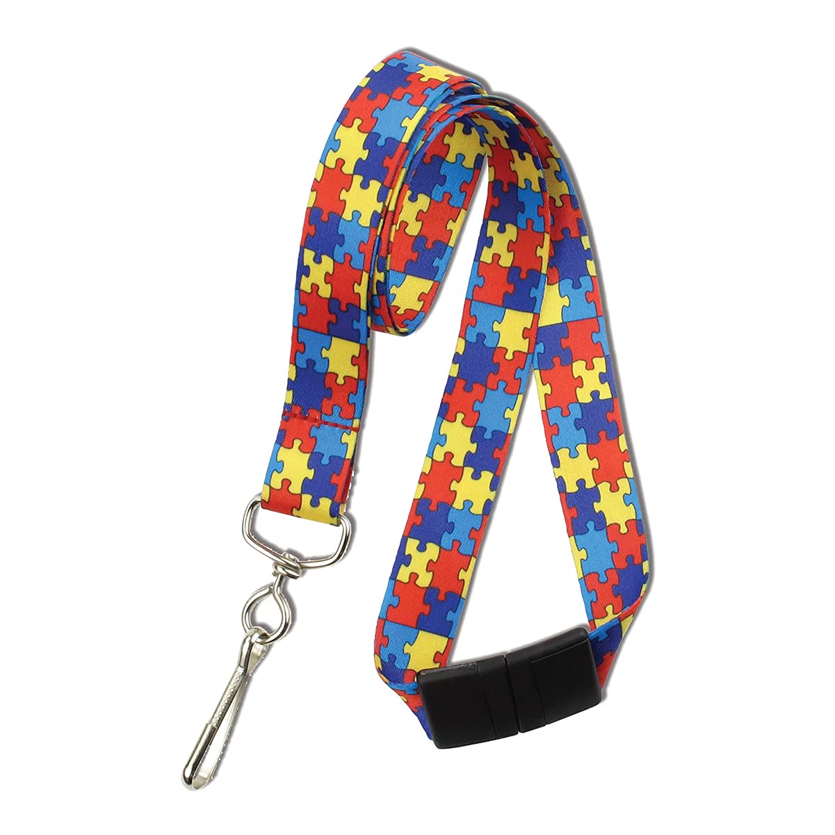 Specialist ID 2 Pack - Autism Awareness Lanyard with Safety Breakaway Clasp - Cute Puzzle Pieces Design - 3/4" Wide Soft ID Badge Holder or Keychain Lanyards (Red)
