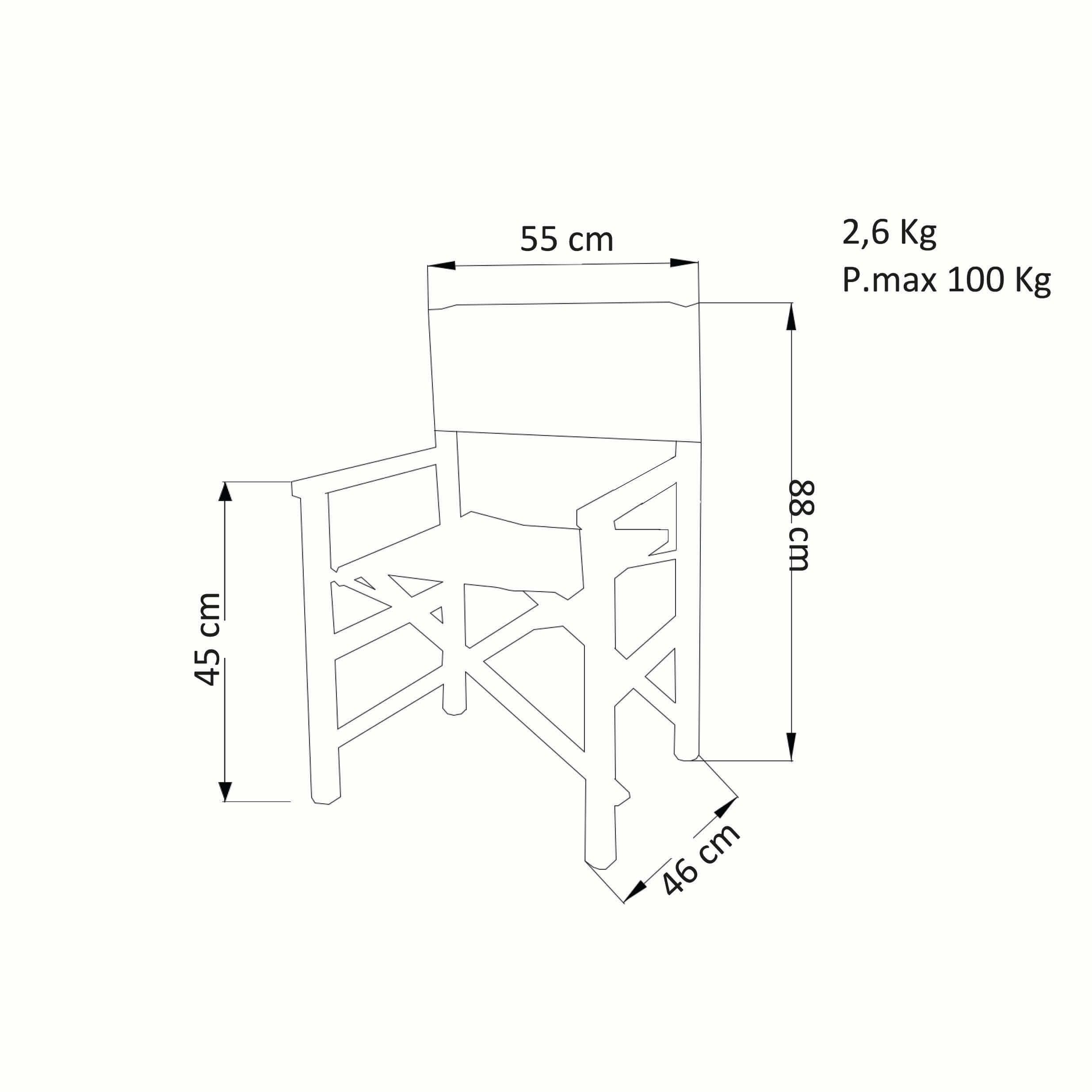 milani home - poltrona da spiaggia campeggio, alluminio e textilene, regista pieghevole outdoor, nero