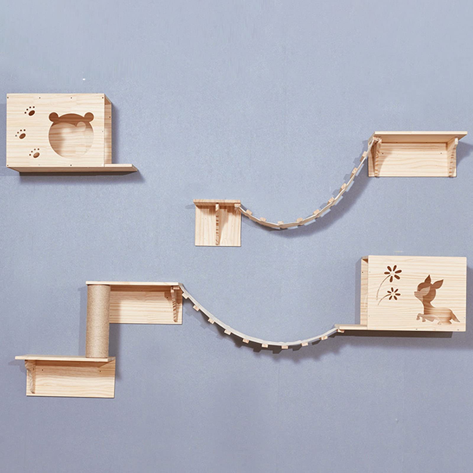 Buy QJM Cat House Cat Wall Shelves Wood Wall ed Cat Shelf Climbing