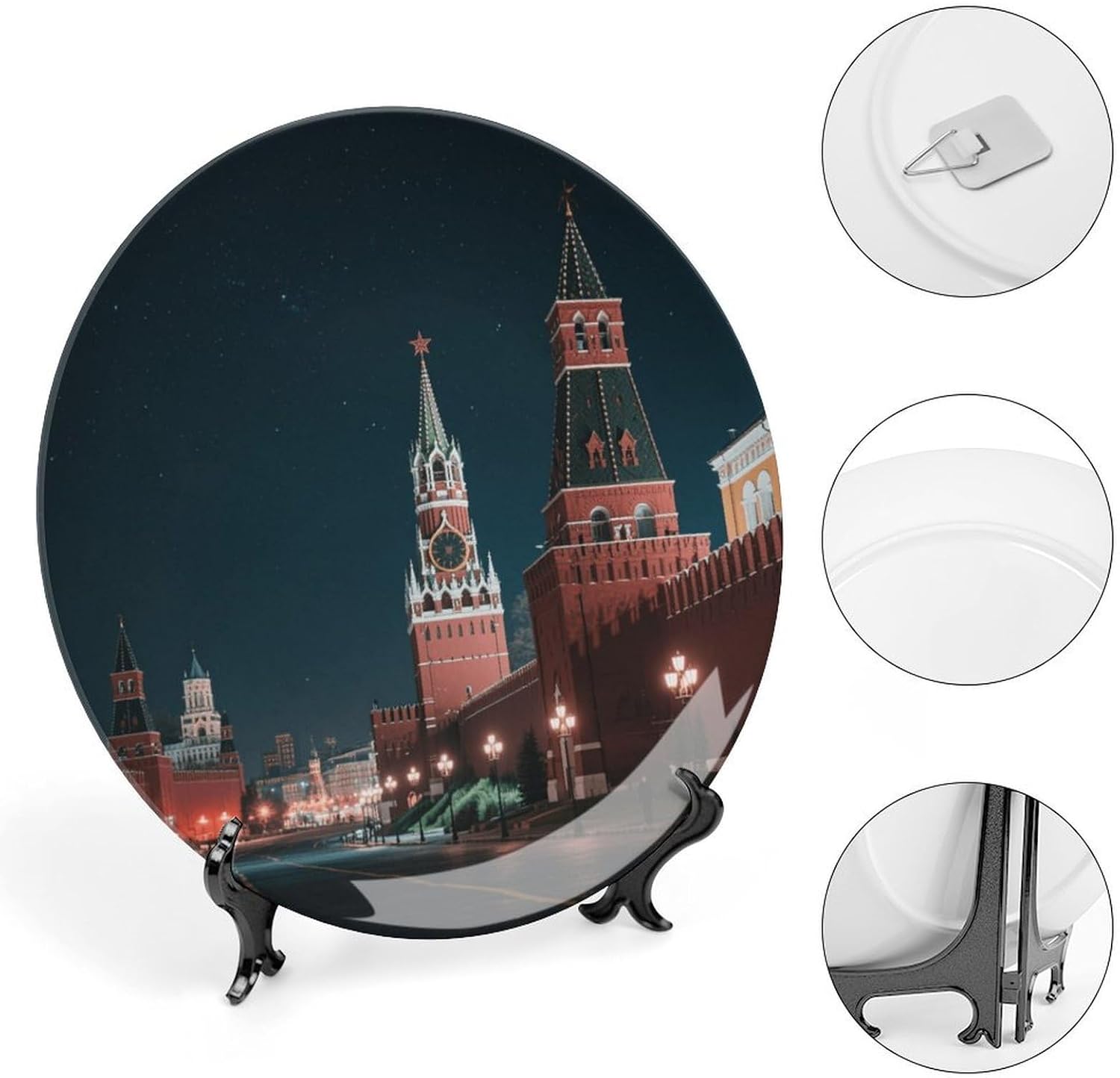 Bone China Decorative Plates Kremlin Ceramic Decorative Plate Wall Decor with Display Stand Ceramic Ornaments for Wall Hanging Decoration