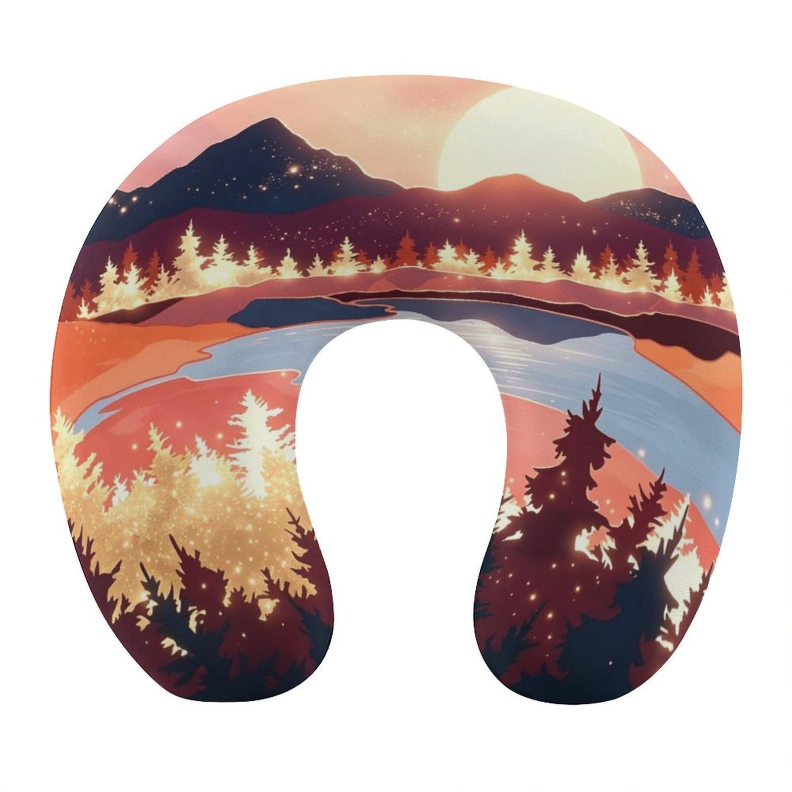 Btcowzrv Style Glowing Mountain Landscape U Shaped Neck Pillow Travel Pillows